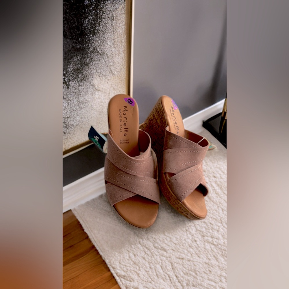 MARELLA Women's Suede  Wedge Sandals size 8 Brand New